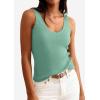 imagePRETTYGARDEN Womens Summer Sleeveless Tank Tops 2026 V Neck Ruffle Lightweight Ribbed Knit Shirt Casual Going Out TopGreen
