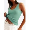 imagePRETTYGARDEN Womens Summer Sleeveless Tank Tops 2026 V Neck Ruffle Lightweight Ribbed Knit Shirt Casual Going Out TopGreen