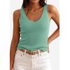 imagePRETTYGARDEN Womens Summer Sleeveless Tank Tops 2026 V Neck Ruffle Lightweight Ribbed Knit Shirt Casual Going Out TopGreen