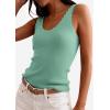 imagePRETTYGARDEN Womens Summer Sleeveless Tank Tops 2026 V Neck Ruffle Lightweight Ribbed Knit Shirt Casual Going Out TopGreen