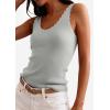 imagePRETTYGARDEN Womens Summer Sleeveless Tank Tops 2026 V Neck Ruffle Lightweight Ribbed Knit Shirt Casual Going Out TopGrey