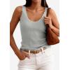 imagePRETTYGARDEN Womens Summer Sleeveless Tank Tops 2026 V Neck Ruffle Lightweight Ribbed Knit Shirt Casual Going Out TopGrey
