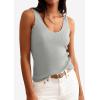 imagePRETTYGARDEN Womens Summer Sleeveless Tank Tops 2026 V Neck Ruffle Lightweight Ribbed Knit Shirt Casual Going Out TopGrey