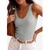 imagePRETTYGARDEN Womens Summer Sleeveless Tank Tops 2026 V Neck Ruffle Lightweight Ribbed Knit Shirt Casual Going Out TopGrey