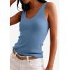 imagePRETTYGARDEN Womens Summer Sleeveless Tank Tops 2026 V Neck Ruffle Lightweight Ribbed Knit Shirt Casual Going Out TopGrey Blue