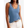 imagePRETTYGARDEN Womens Summer Sleeveless Tank Tops 2026 V Neck Ruffle Lightweight Ribbed Knit Shirt Casual Going Out TopGrey Blue