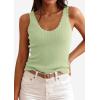 imagePRETTYGARDEN Womens Summer Sleeveless Tank Tops 2026 V Neck Ruffle Lightweight Ribbed Knit Shirt Casual Going Out TopLight Green