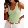 imagePRETTYGARDEN Womens Summer Sleeveless Tank Tops 2026 V Neck Ruffle Lightweight Ribbed Knit Shirt Casual Going Out TopLight Green