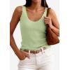 imagePRETTYGARDEN Womens Summer Sleeveless Tank Tops 2026 V Neck Ruffle Lightweight Ribbed Knit Shirt Casual Going Out TopLight Green