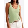 imagePRETTYGARDEN Womens Summer Sleeveless Tank Tops 2026 V Neck Ruffle Lightweight Ribbed Knit Shirt Casual Going Out TopLight Green