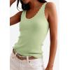 imagePRETTYGARDEN Womens Summer Sleeveless Tank Tops 2026 V Neck Ruffle Lightweight Ribbed Knit Shirt Casual Going Out TopLight Green
