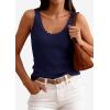 imagePRETTYGARDEN Womens Summer Sleeveless Tank Tops 2026 V Neck Ruffle Lightweight Ribbed Knit Shirt Casual Going Out TopNavy
