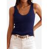imagePRETTYGARDEN Womens Summer Sleeveless Tank Tops 2026 V Neck Ruffle Lightweight Ribbed Knit Shirt Casual Going Out TopNavy