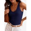 imagePRETTYGARDEN Womens Summer Sleeveless Tank Tops 2026 V Neck Ruffle Lightweight Ribbed Knit Shirt Casual Going Out TopNavy