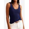 imagePRETTYGARDEN Womens Summer Sleeveless Tank Tops 2026 V Neck Ruffle Lightweight Ribbed Knit Shirt Casual Going Out TopNavy