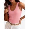 imagePRETTYGARDEN Womens Summer Sleeveless Tank Tops 2026 V Neck Ruffle Lightweight Ribbed Knit Shirt Casual Going Out TopPink