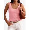 imagePRETTYGARDEN Womens Summer Sleeveless Tank Tops 2026 V Neck Ruffle Lightweight Ribbed Knit Shirt Casual Going Out TopPink