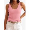 imagePRETTYGARDEN Womens Summer Sleeveless Tank Tops 2026 V Neck Ruffle Lightweight Ribbed Knit Shirt Casual Going Out TopPink