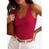 imagePRETTYGARDEN Womens Summer Sleeveless Tank Tops 2026 V Neck Ruffle Lightweight Ribbed Knit Shirt Casual Going Out TopRed