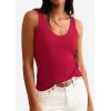 imagePRETTYGARDEN Womens Summer Sleeveless Tank Tops 2026 V Neck Ruffle Lightweight Ribbed Knit Shirt Casual Going Out TopRed