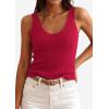 imagePRETTYGARDEN Womens Summer Sleeveless Tank Tops 2026 V Neck Ruffle Lightweight Ribbed Knit Shirt Casual Going Out TopRed