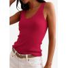 imagePRETTYGARDEN Womens Summer Sleeveless Tank Tops 2026 V Neck Ruffle Lightweight Ribbed Knit Shirt Casual Going Out TopRed