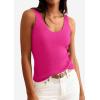 imagePRETTYGARDEN Womens Summer Sleeveless Tank Tops 2026 V Neck Ruffle Lightweight Ribbed Knit Shirt Casual Going Out TopRose Red
