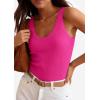 imagePRETTYGARDEN Womens Summer Sleeveless Tank Tops 2026 V Neck Ruffle Lightweight Ribbed Knit Shirt Casual Going Out TopRose Red
