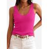 imagePRETTYGARDEN Womens Summer Sleeveless Tank Tops 2026 V Neck Ruffle Lightweight Ribbed Knit Shirt Casual Going Out TopRose Red