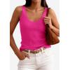 imagePRETTYGARDEN Womens Summer Sleeveless Tank Tops 2026 V Neck Ruffle Lightweight Ribbed Knit Shirt Casual Going Out TopRose Red