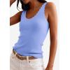 imagePRETTYGARDEN Womens Summer Sleeveless Tank Tops 2026 V Neck Ruffle Lightweight Ribbed Knit Shirt Casual Going Out TopSky Blue