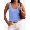 imagePRETTYGARDEN Womens Summer Sleeveless Tank Tops 2026 V Neck Ruffle Lightweight Ribbed Knit Shirt Casual Going Out TopSky Blue