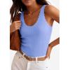 imagePRETTYGARDEN Womens Summer Sleeveless Tank Tops 2026 V Neck Ruffle Lightweight Ribbed Knit Shirt Casual Going Out TopSky Blue