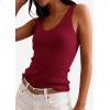 imagePRETTYGARDEN Womens Summer Sleeveless Tank Tops 2026 V Neck Ruffle Lightweight Ribbed Knit Shirt Casual Going Out TopWine Red
