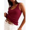 imagePRETTYGARDEN Womens Summer Sleeveless Tank Tops 2026 V Neck Ruffle Lightweight Ribbed Knit Shirt Casual Going Out TopWine Red