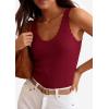 imagePRETTYGARDEN Womens Summer Sleeveless Tank Tops 2026 V Neck Ruffle Lightweight Ribbed Knit Shirt Casual Going Out TopWine Red