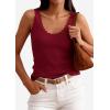 imagePRETTYGARDEN Womens Summer Sleeveless Tank Tops 2026 V Neck Ruffle Lightweight Ribbed Knit Shirt Casual Going Out TopWine Red