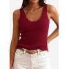 imagePRETTYGARDEN Womens Summer Sleeveless Tank Tops 2026 V Neck Ruffle Lightweight Ribbed Knit Shirt Casual Going Out TopWine Red