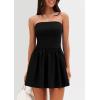 imagePRETTYGARDEN Womens Summer Strapless Mini Party Dress Spring Casual Tube Top Ruffle A Line Short Patchwork SundressesBlack