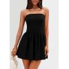 imagePRETTYGARDEN Womens Summer Strapless Mini Party Dress Spring Casual Tube Top Ruffle A Line Short Patchwork SundressesBlack