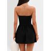 imagePRETTYGARDEN Womens Summer Strapless Mini Party Dress Spring Casual Tube Top Ruffle A Line Short Patchwork SundressesBlack