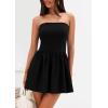 imagePRETTYGARDEN Womens Summer Strapless Mini Party Dress Spring Casual Tube Top Ruffle A Line Short Patchwork SundressesBlack