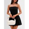 imagePRETTYGARDEN Womens Summer Strapless Mini Party Dress Spring Casual Tube Top Ruffle A Line Short Patchwork SundressesBlack