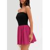 imagePRETTYGARDEN Womens Summer Strapless Mini Party Dress Spring Casual Tube Top Ruffle A Line Short Patchwork SundressesBlack Rose Red