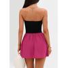 imagePRETTYGARDEN Womens Summer Strapless Mini Party Dress Spring Casual Tube Top Ruffle A Line Short Patchwork SundressesBlack Rose Red