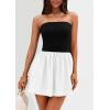 imagePRETTYGARDEN Womens Summer Strapless Mini Party Dress Spring Casual Tube Top Ruffle A Line Short Patchwork SundressesBlack White