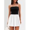imagePRETTYGARDEN Womens Summer Strapless Mini Party Dress Spring Casual Tube Top Ruffle A Line Short Patchwork SundressesBlack White
