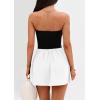 imagePRETTYGARDEN Womens Summer Strapless Mini Party Dress Spring Casual Tube Top Ruffle A Line Short Patchwork SundressesBlack White