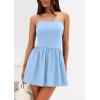 imagePRETTYGARDEN Womens Summer Strapless Mini Party Dress Spring Casual Tube Top Ruffle A Line Short Patchwork SundressesLight Blue