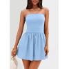 imagePRETTYGARDEN Womens Summer Strapless Mini Party Dress Spring Casual Tube Top Ruffle A Line Short Patchwork SundressesLight Blue